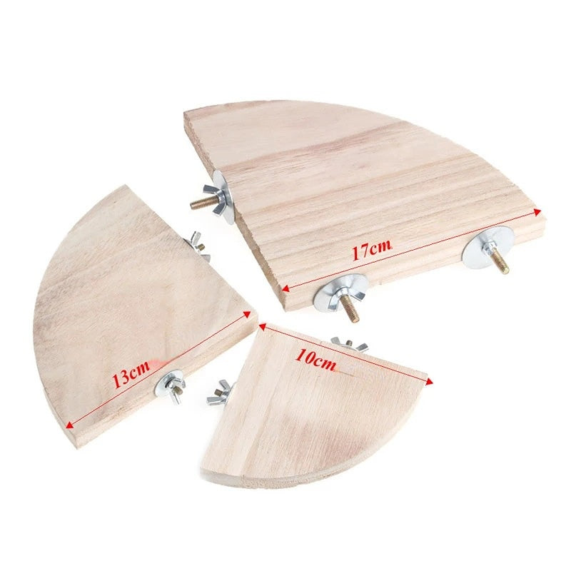 Wellensittich Spielzeug, Fächerförmige Plattform aus Holz, Praktisches Zubehör für den Vogelkäfig, Hamster-Sprungbrett