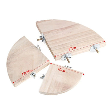 Wellensittich Spielzeug, Fächerförmige Plattform aus Holz, Praktisches Zubehör für den Vogelkäfig, Hamster-Sprungbrett