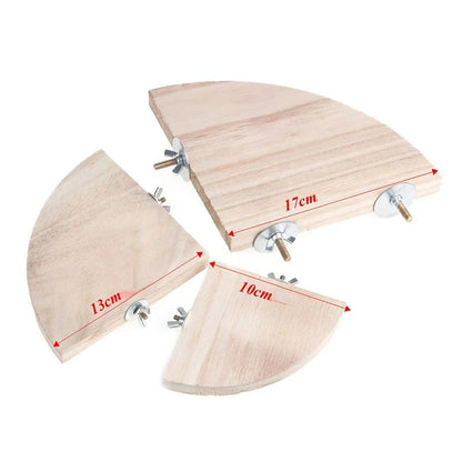 Wellensittich Spielzeug, Fächerförmige Plattform aus Holz, Praktisches Zubehör für den Vogelkäfig, Hamster-Sprungbrett