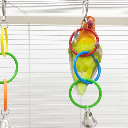 Spielzeug Wellensittiche, Bunte Ringäng mit Kletterfunktion, Kauspielzeug für Vogel, Zufällige Farben