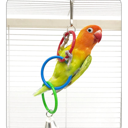 Spielzeug Wellensittiche, Bunte Ringäng mit Kletterfunktion, Kauspielzeug für Vogel, Zufällige Farben