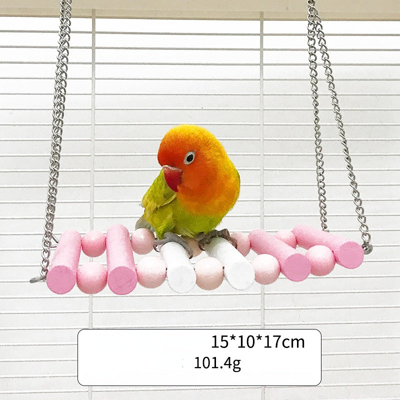 Wellensittiche Spielzeug, Bunte Holz Hängende Brücke & Hängematte, Unterhaltung und Spaß, Mehrfarbig Auswählen