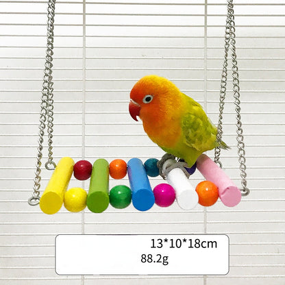 Wellensittiche Spielzeug, Bunte Holz Hängende Brücke & Hängematte, Unterhaltung und Spaß, Mehrfarbig Auswählen