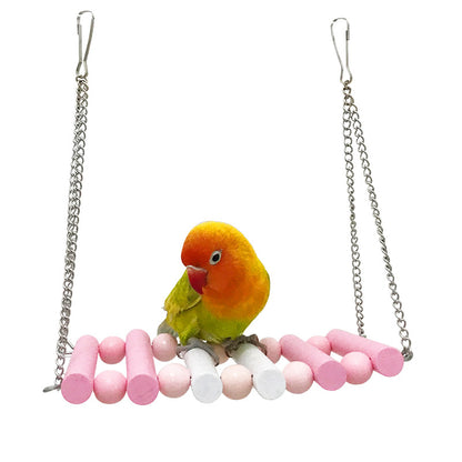 Wellensittiche Spielzeug, Bunte Holz Hängende Brücke & Hängematte, Unterhaltung und Spaß, Mehrfarbig Auswählen