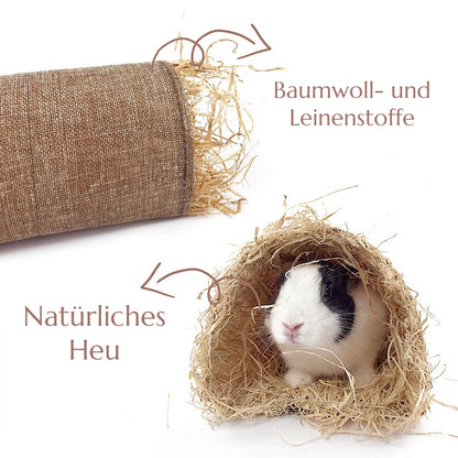 Hasen Spielzeuge, Tunnelspielzeug, Baumwolle, Leinen und Naturheu, Vielseitig nutzbar als Spielzeug und Schlafplatz