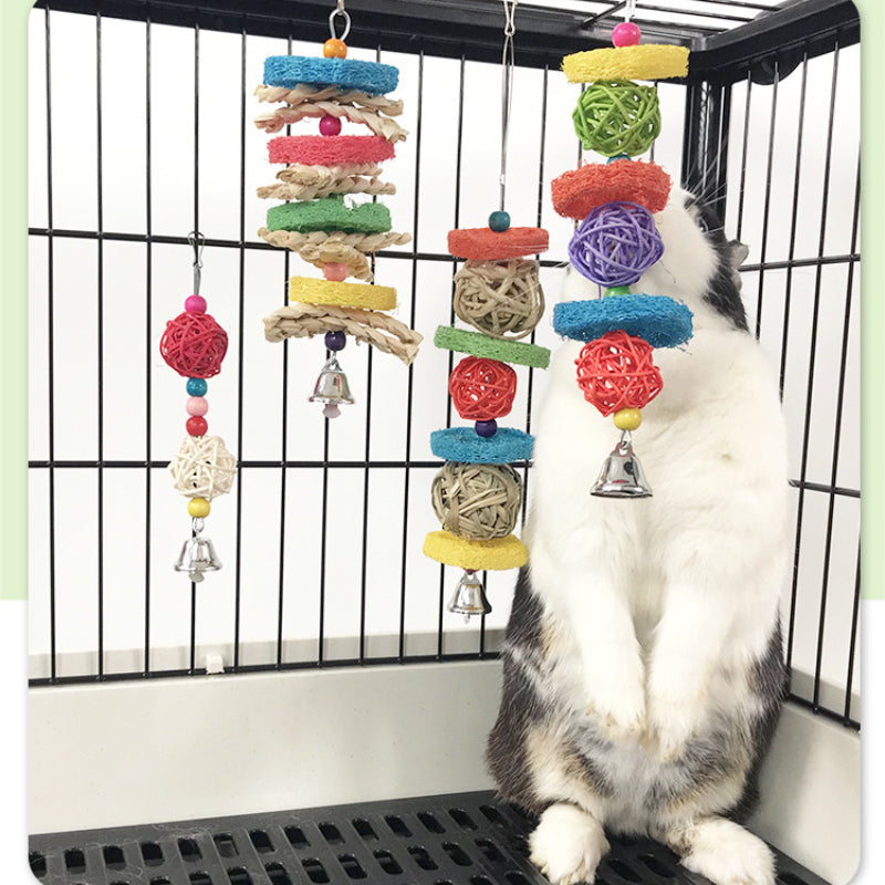 Wellensittich Spielzeug, Bunte Kauspielzeug aus Natürlichen Pflanze, Dekorative Vogelspielzeuge für Käfige, Reich an Stilen