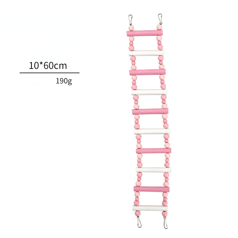 Spielzeug für Wellensittiche, Rosa Kletterleiter aus Holz, 4 Größen, Schaukelständer, Stange, Langlebig Vogelkäfig-Dekoration