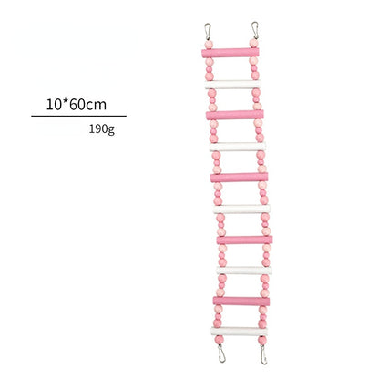 Spielzeug für Wellensittiche, Rosa Kletterleiter aus Holz, 4 Größen, Schaukelständer, Stange, Langlebig Vogelkäfig-Dekoration