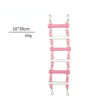 Spielzeug für Wellensittiche, Rosa Kletterleiter aus Holz, 4 Größen, Schaukelständer, Stange, Langlebig Vogelkäfig-Dekoration