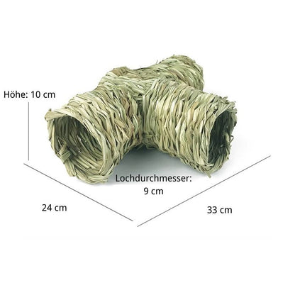 Hamster Spielzeug, Handgemachte Grasgewebte Tunnel für Nagetiere, T-Form und Lange Form, Weckt Neugier und Entdeckungsverhalten