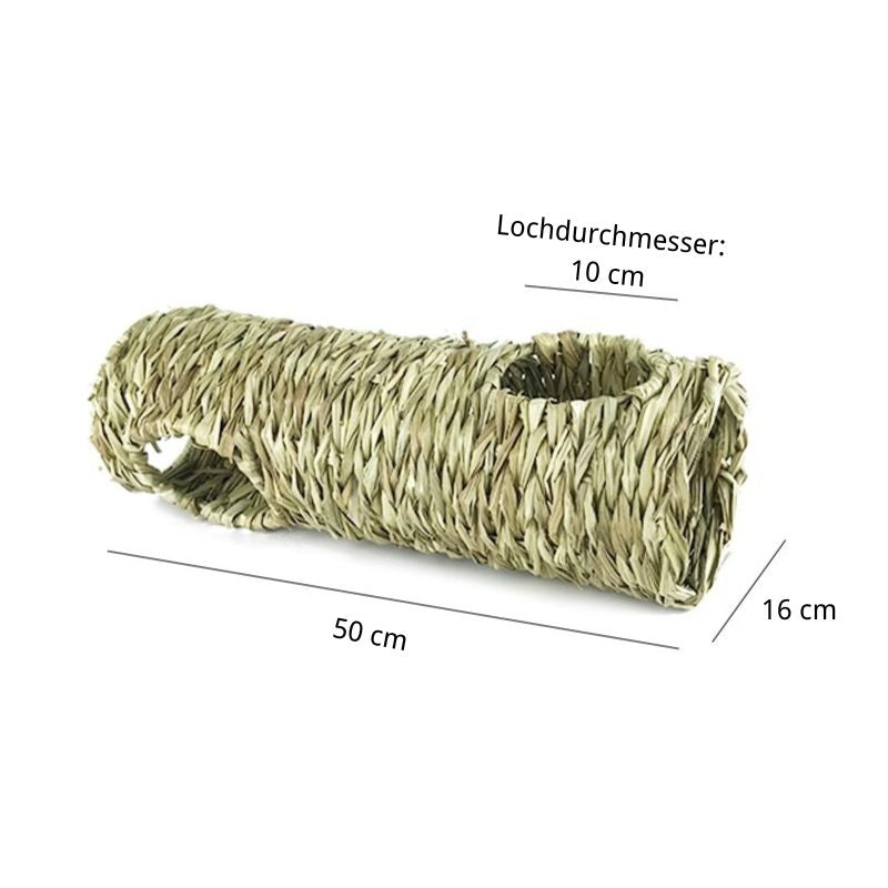 Hamster Spielzeug, Handgemachte Grasgewebte Tunnel für Nagetiere, T-Form und Lange Form, Weckt Neugier und Entdeckungsverhalten