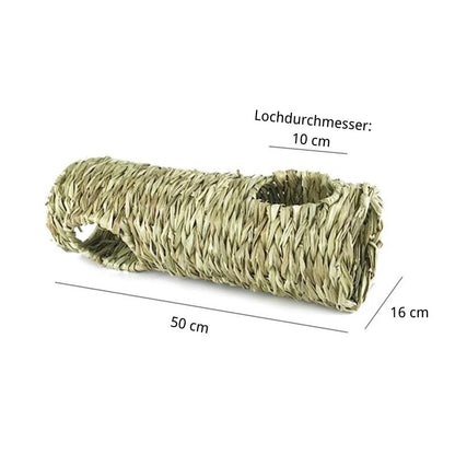 Hamster Spielzeug, Handgemachte Grasgewebte Tunnel für Nagetiere, T-Form und Lange Form, Weckt Neugier und Entdeckungsverhalten