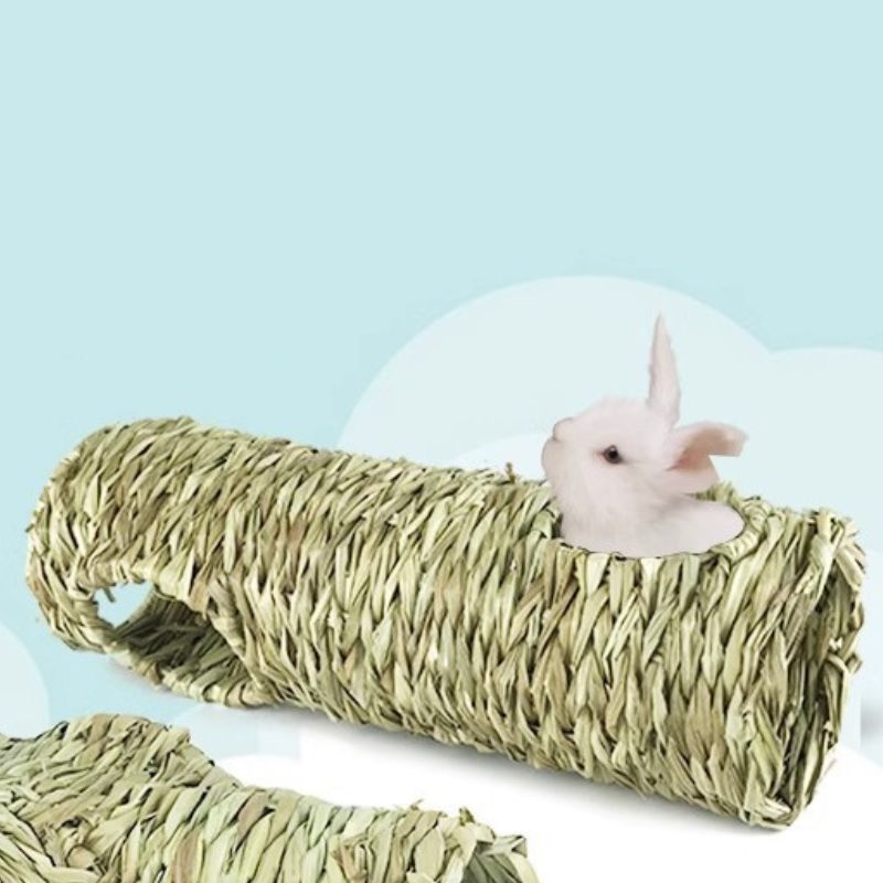 Hamster Spielzeug, Handgemachte Grasgewebte Tunnel für Nagetiere, T-Form und Lange Form, Weckt Neugier und Entdeckungsverhalten