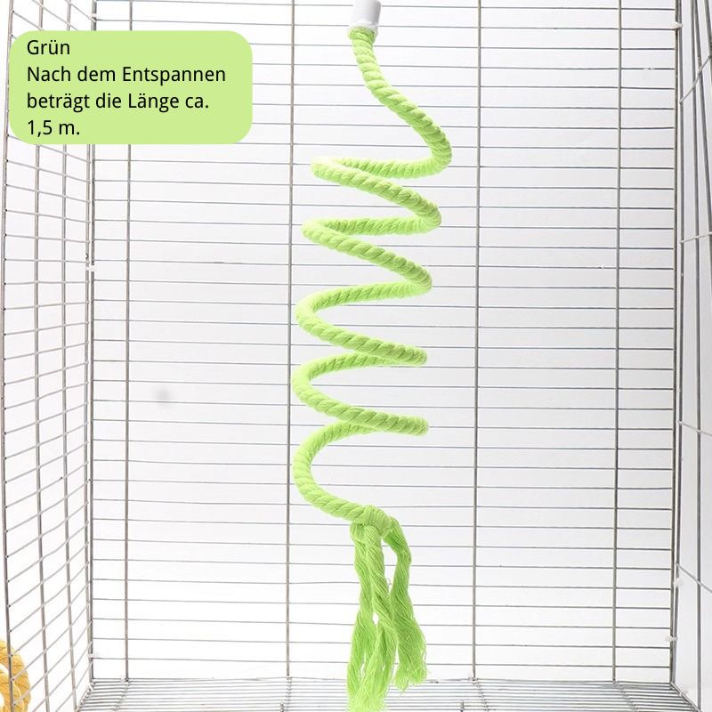 Spielzeug für Wellensittiche, Kletterspielzeug Mit Drehleiter, Baumwollseil mit eingebautem Stahlseil, Verstellbar, Dehnbar, In Gelb, Rosa und Grün