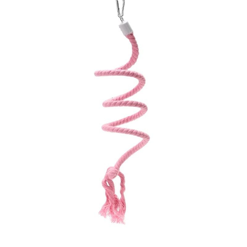 Spielzeug für Wellensittiche, Kletterspielzeug Mit Drehleiter, Baumwollseil mit eingebautem Stahlseil, Verstellbar, Dehnbar, In Gelb, Rosa und Grün