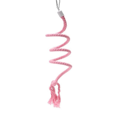 Spielzeug für Wellensittiche, Kletterspielzeug Mit Drehleiter, Baumwollseil mit eingebautem Stahlseil, Verstellbar, Dehnbar, In Gelb, Rosa und Grün