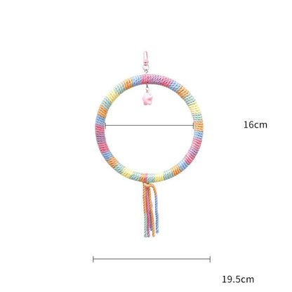 Wellensittiche Spielzeug, Bunte Kreis Schaukel, Baumwollseil Kletterring, Ideal zum Spielen und Trainieren für Kleine und Mittelgroße Vögel