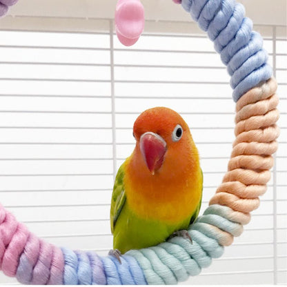 Wellensittiche Spielzeug, Bunte Kreis Schaukel, Baumwollseil Kletterring, Ideal zum Spielen und Trainieren für Kleine und Mittelgroße Vögel