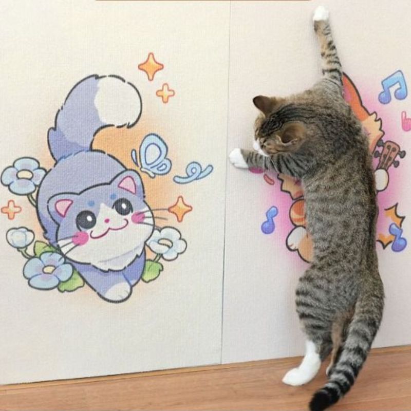 Kratzmatte, Karikatur Katzenmuster, Selbstklebende Kratzmatte für Wände und Gegenstände, Robustes und Abriebfestes