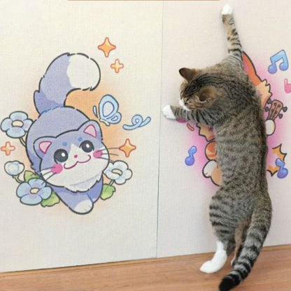 Kratzmatte, Karikatur Katzenmuster, Selbstklebende Kratzmatte für Wände und Gegenstände, Robustes und Abriebfestes