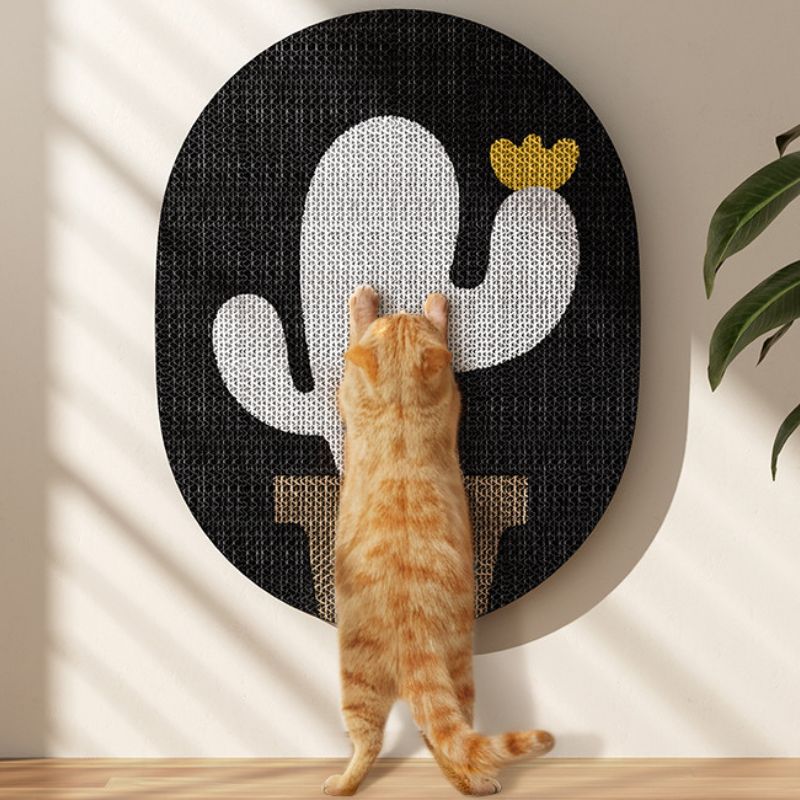 Kratzbrett für Katzen, Kaktus-Design, Wandmontage möglich, Wellpappe, langlebig & sauber, Schwarz oder Weiß