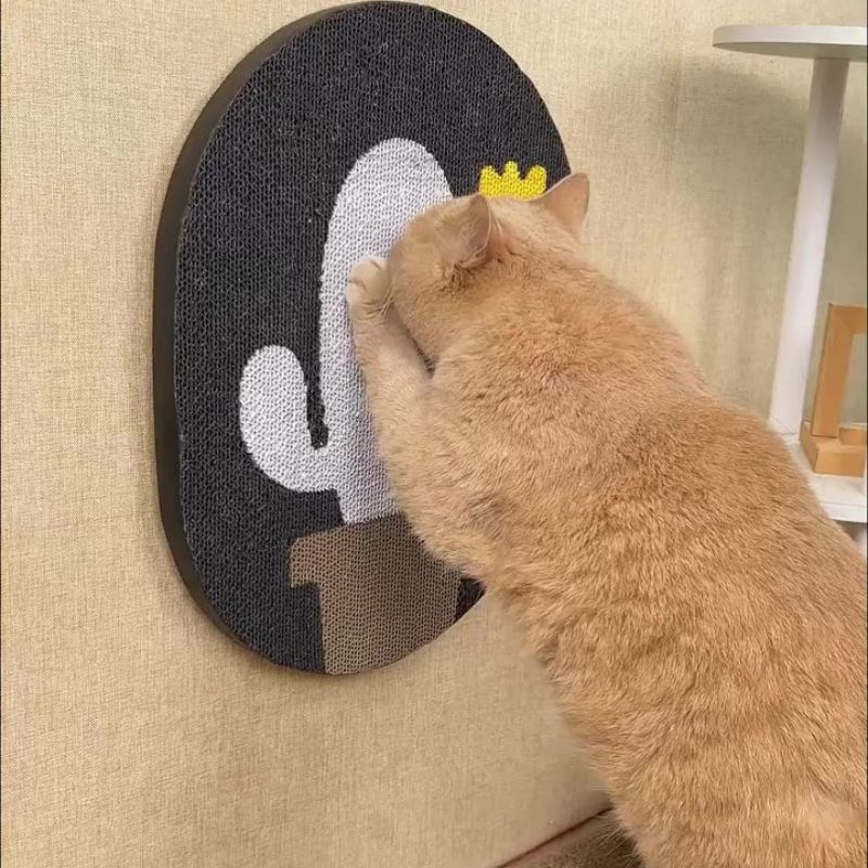 Kratzbrett für Katzen, Kaktus-Design, Wandmontage möglich, Wellpappe, langlebig & sauber, Schwarz oder Weiß