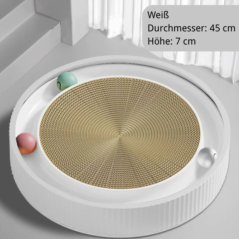 Katzen Kratzpappe, Runde Kratzplatte Mit Interaktives Katzen Spielzeug, Durchmesser 45 cm, Verfügbar in Grün, Weiß und Blau