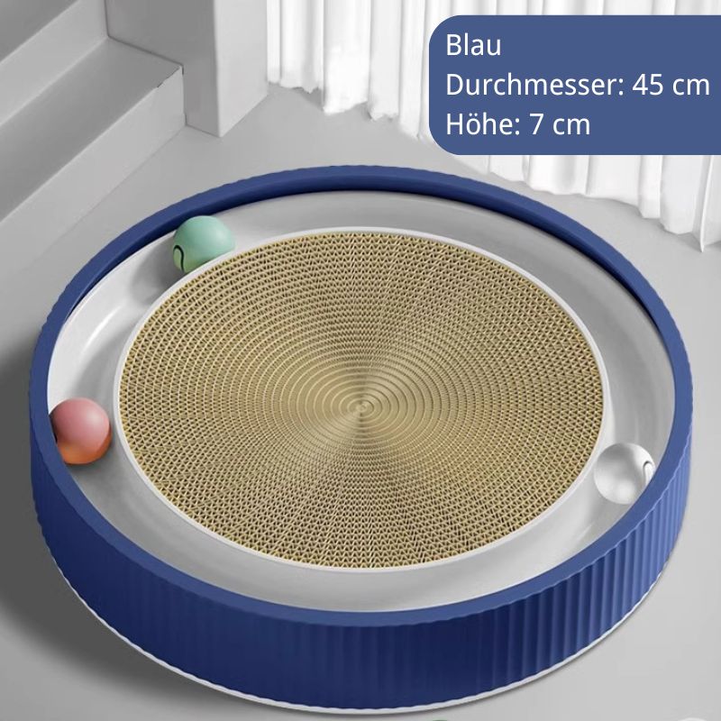 Katzen Kratzpappe, Runde Kratzplatte Mit Interaktives Katzen Spielzeug, Durchmesser 45 cm, Verfügbar in Grün, Weiß und Blau