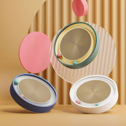 Katzen Kratzpappe, Runde Kratzplatte Mit Interaktives Katzen Spielzeug, Durchmesser 45 cm, Verfügbar in Grün, Weiß und Blau