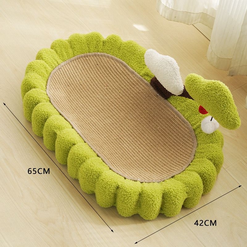 Kratzpappe Katze, Multifunktionale Sisal Kratzmatte für Katzen, Katzenmöbel mit Spielzeug und Baumdekor, Grün oder Braun