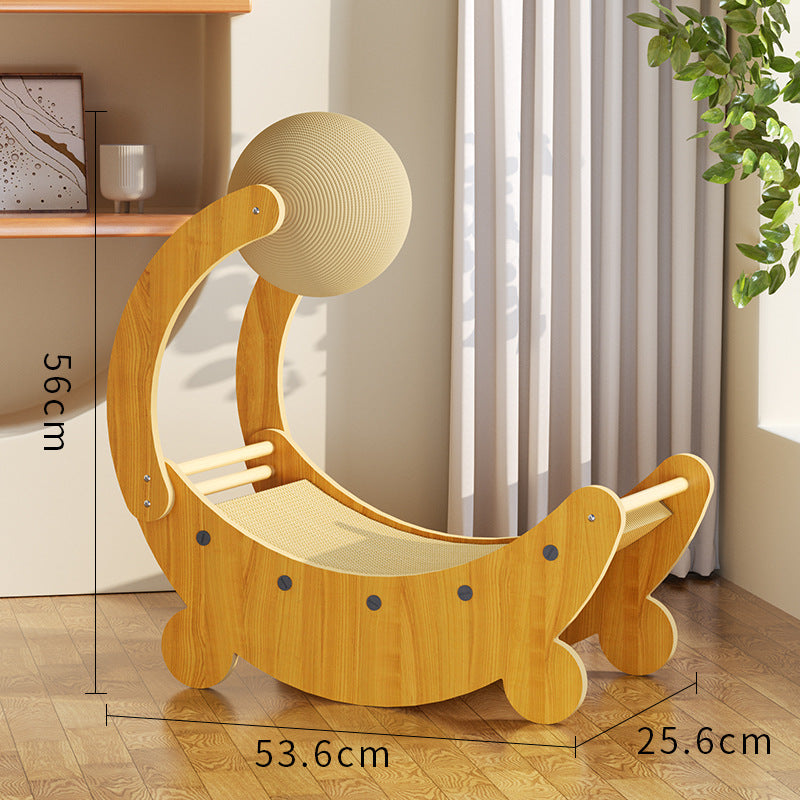 Kratzmöbel Katze, Kratzbrett für Katzen in Schiffsform mit robustem Sisalball, Stabiles Lounge-Bett