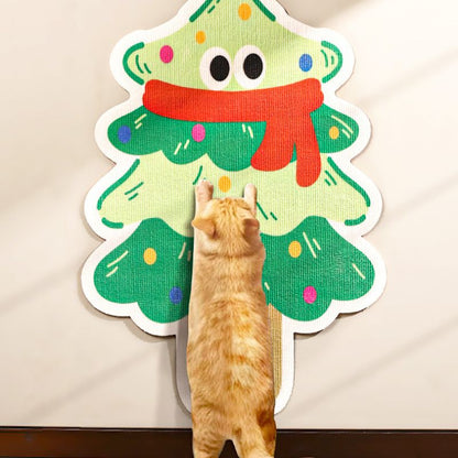 Kratzmatte Wand, Katzenkratzmatte im Weihnachtsbaum-Design, Kratzteppich für Sofa Möbel Tür Kratzschutz, 50x 80cm