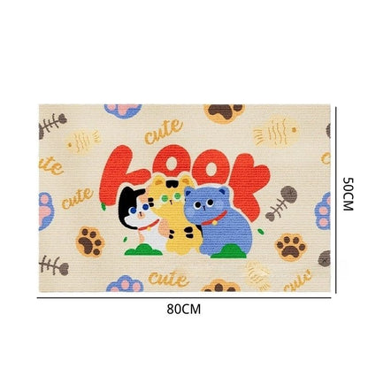 Kratzwand Katze, Kratzbrett für Schützt  Sofa, Cartoon-Design, Selbstklebend Kratzmatte Katze, 80cmx50cm