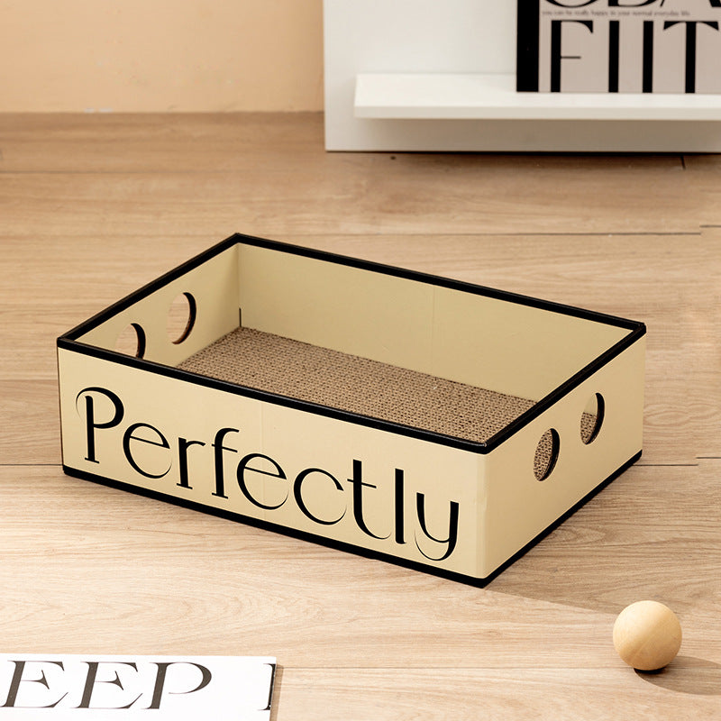 Katzen Kratzpappe, Box Kratzbrett für Katzen aus Wellpappe, Multifunktionale Katzenkorb und Kratzspielzeug