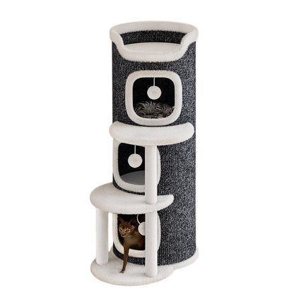 Katzenhöhlen, Mehrschichtig Katzenhaus mit Spielball, Großer Raum für mehrere Katzen, Katzenbett für Indoor-Katzen, Grau