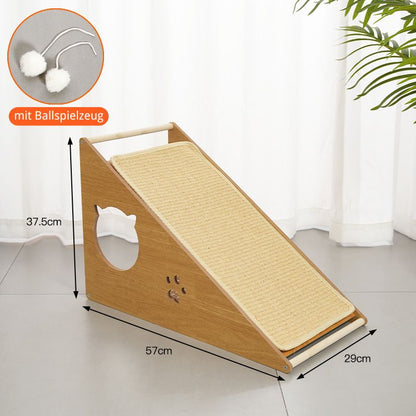 Katze Kratzbrett, Dreieckiges Katzenkratzbrett aus Sisal, Langlebiges bietendes Kratzspielzeug für Katzen, 57 x 29 x 37,5 cm