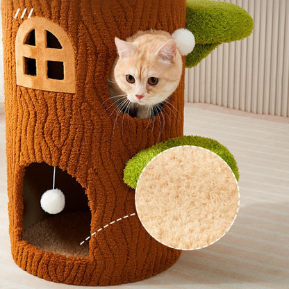 Katzenfummelbrett, Katzenhaus mit Spielball für 2 katzen, Sisal-Kratzbereich, niedliches Baumhaus-Design