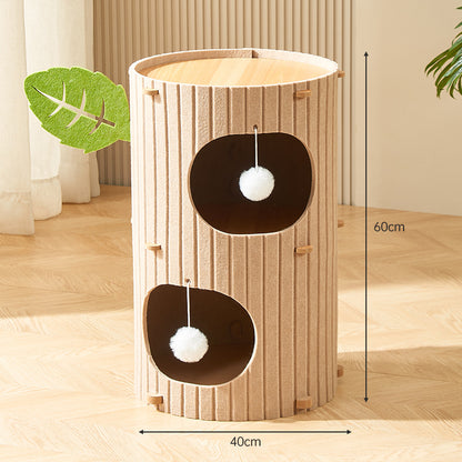 Kratzbrett Katze, Katzenbaum Mehrgeschossiger, Cartoon Baumstamm Design, für Unterhaltung und Krallenpflege, Hellbraun und Dunkelbraun