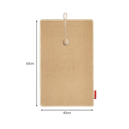 Kratzteppich Katze, Katzenkratzteppich aus Jute, atmungsaktiv und kühl, mit Sisalball-Anhänger für zusätzlichen Spaß