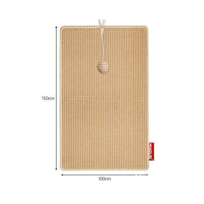 Kratzteppich Katze, Katzenkratzteppich aus Jute, atmungsaktiv und kühl, mit Sisalball-Anhänger für zusätzlichen Spaß