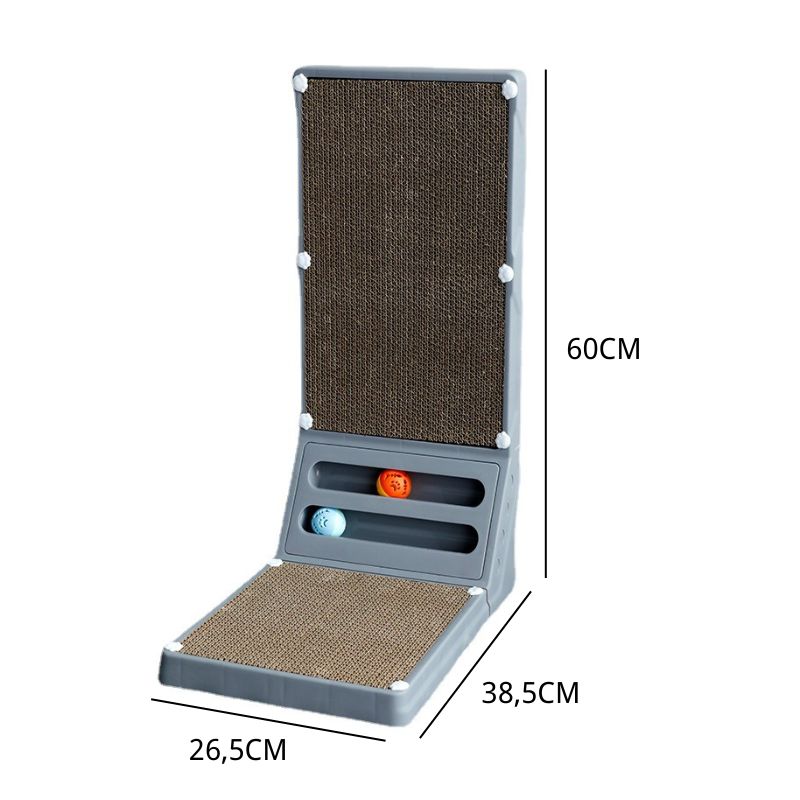 Kratzbrett Katze, Katzen Kratz Ecken mit Spielzeug und Interaktivität, L-förmige, Kratzbrett aus Wellpappe und Kunststoff