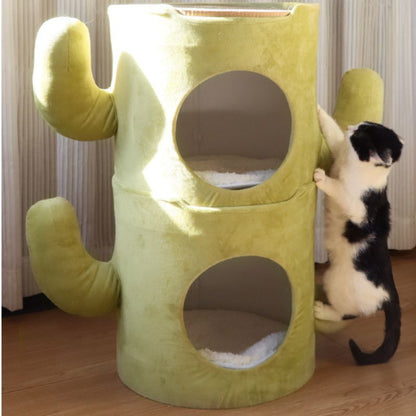 Katzenhöhlen, Halboffene Höhle als Katzenbett, Design im Aussehen eines Kaktus, Robustes Material, 60 x 36 x 35 cm