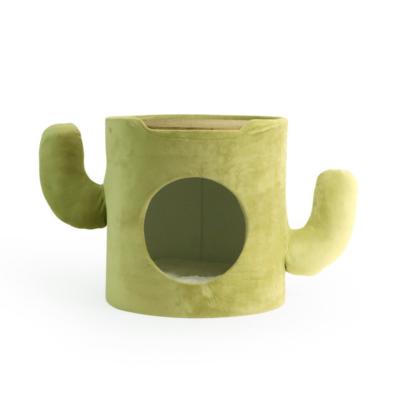 Katzenhöhlen, Halboffene Höhle als Katzenbett, Design im Aussehen eines Kaktus, Robustes Material, 60 x 36 x 35 cm