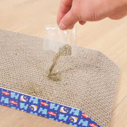 Kratzbrett für Katzen, Trapezwellpappe, Hilfreicher und langlebiger Kratzbaum für Ihre Katze, Kommt mit Katzenminzepulver