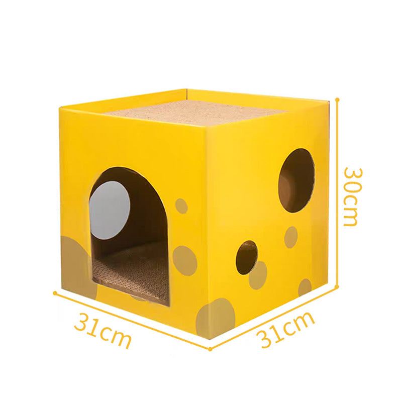 Katzen Kratzpappe, Pappe Kratzbrett für Katzen, Kann für Katzen unter 6 kg verwendet werden, Käsebox Thema, Abnehmbares Katzenbett