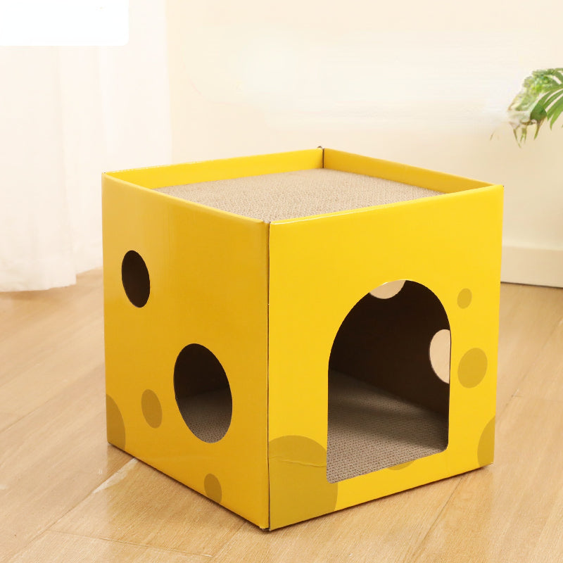 Katzen Kratzpappe, Pappe Kratzbrett für Katzen, Kann für Katzen unter 6 kg verwendet werden, Käsebox Thema, Abnehmbares Katzenbett