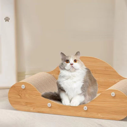 Katzen Kratzbrett U-Design, 60 x 24 x 23cm Katzen mit Ruhefläche, Katzenmöbel mit Anti-Rutsch-Basis für Spiel und Entspannung