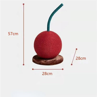 Katze Kratzbrett, Sisal-Katzenkratzbaum in Kirschform, 3D-Design, 57cm hoch, langlebig und sicher für Ihre Katze