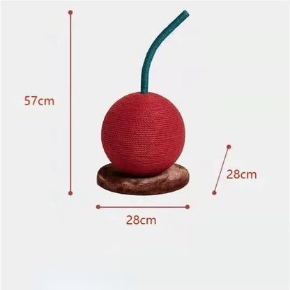 Katze Kratzbrett, Sisal-Katzenkratzbaum in Kirschform, 3D-Design, 57cm hoch, langlebig und sicher für Ihre Katze