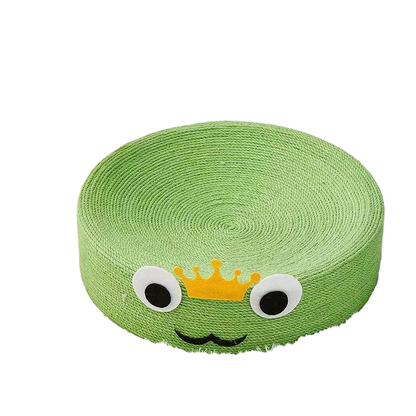 Kratzbrett Katzenform, runder Sisalmaterial Katzenkratzbett, niedliches Cartoon-Design, Frosch- und schwarze Katzenform